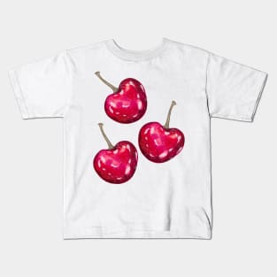 Red cherries, watercolor Kids T-Shirt